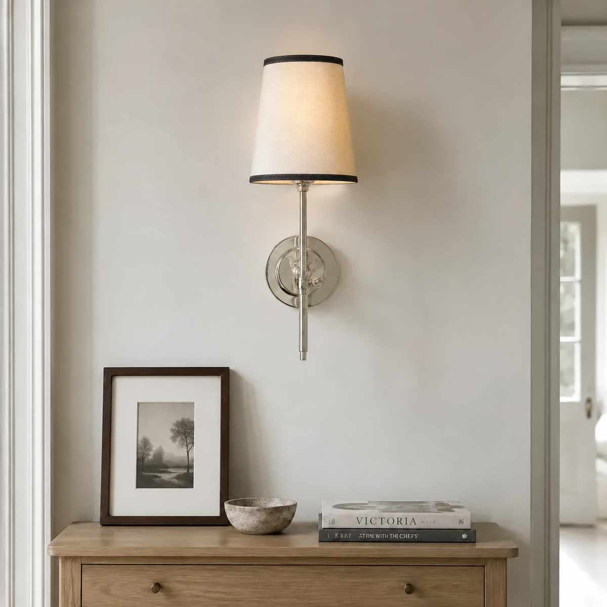Modern Classic Tapered Linen Shade Wall Light