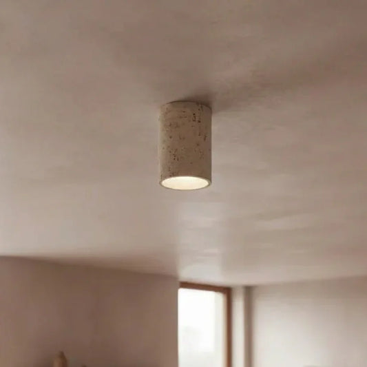 Wabi Sabi Cylindrical Travertine LED Ceiling Light