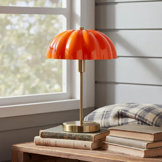 Modern Orange Pumpkin Shaped Table Lamp For Bedroom Nightstand