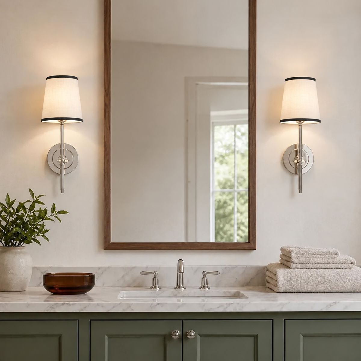 Modern Classic Tapered Linen Shade Wall Light