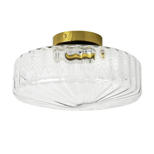 Farmhouse Ribbed Glass Flush Mount Ceiling Light