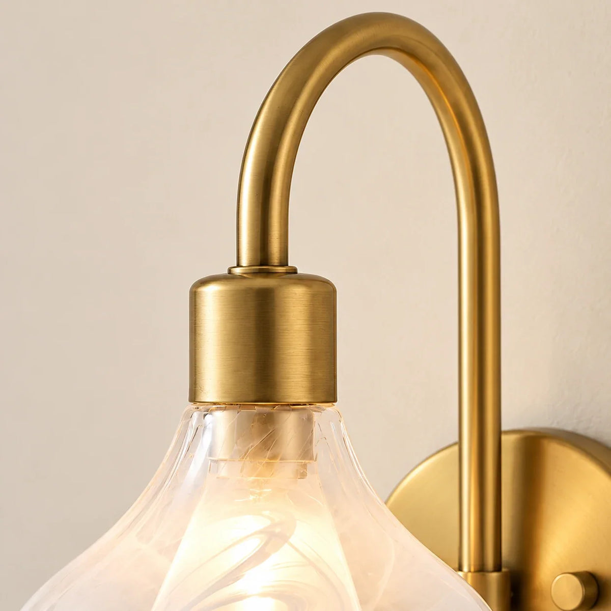 Floral glass wall light detail arm