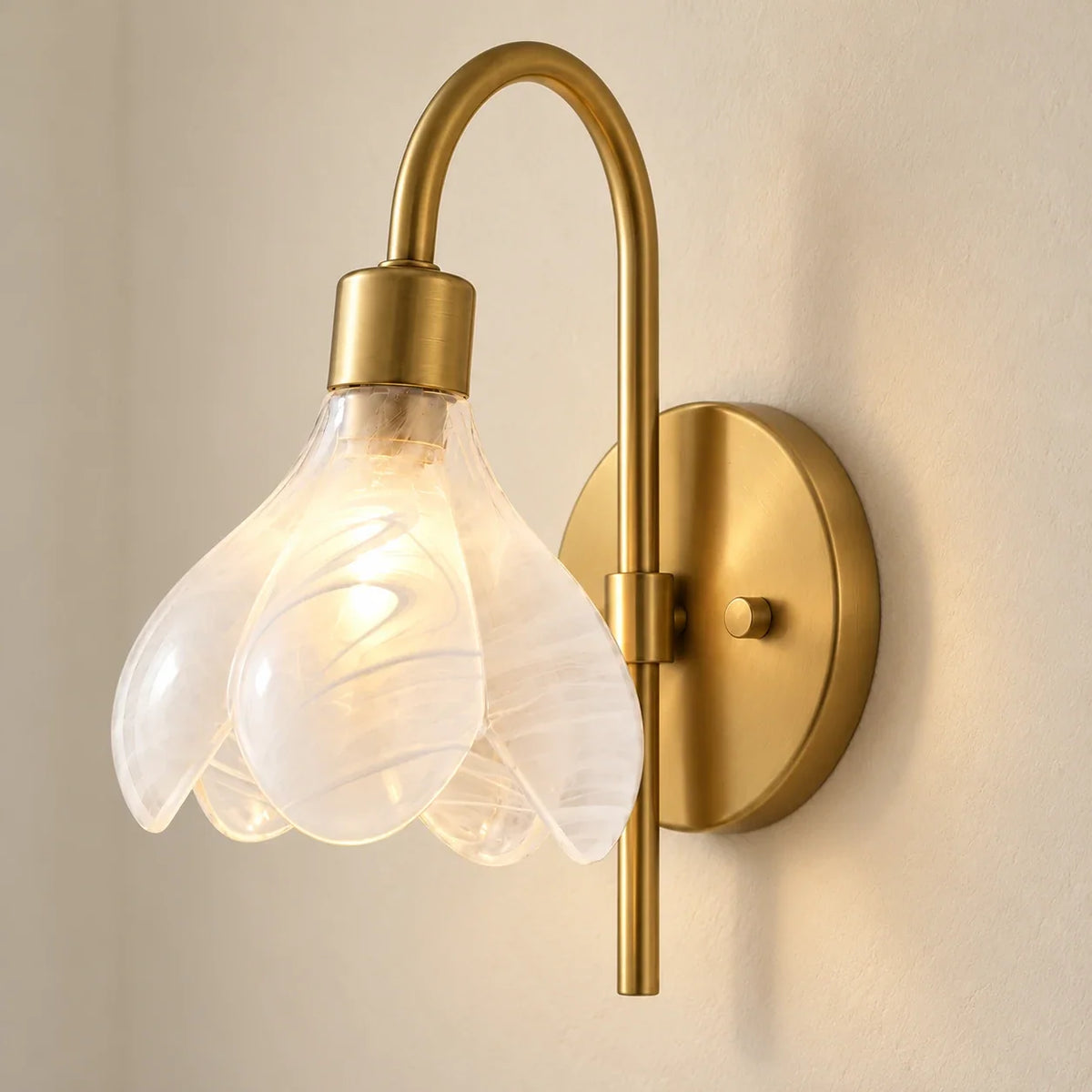 Floral glass wall light detail mounted