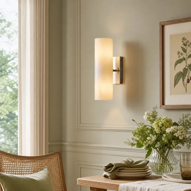 Modern Elegant Alabaster Column Wall Light