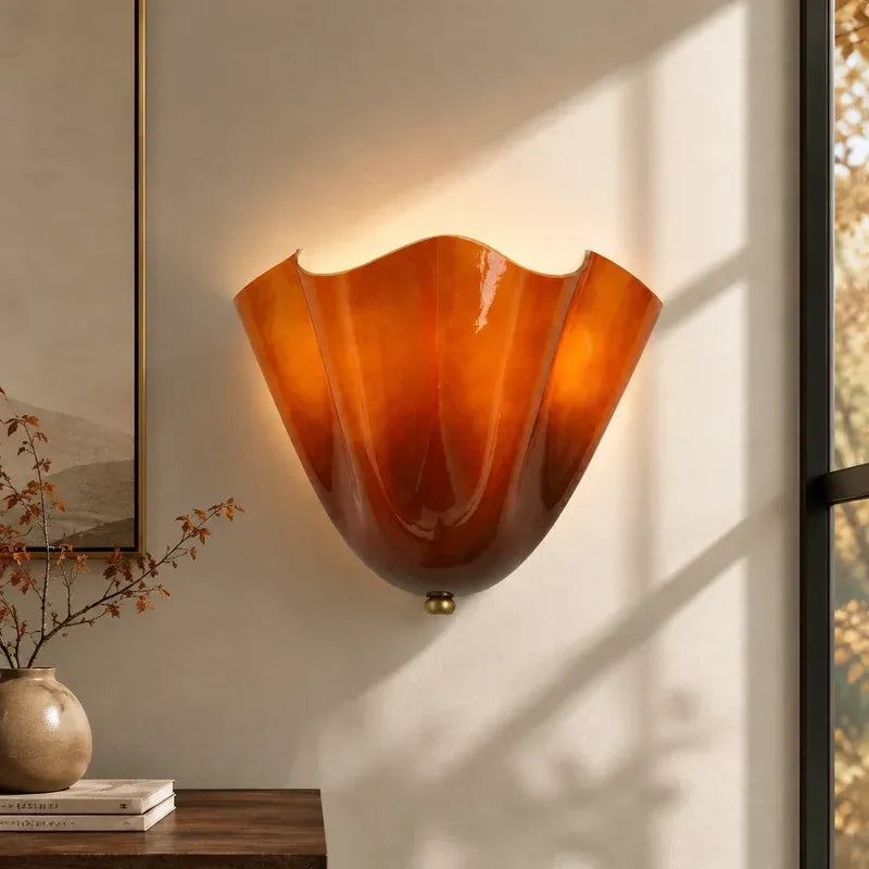 Petalia Retro Art Deco Shell Glass Wall Light
