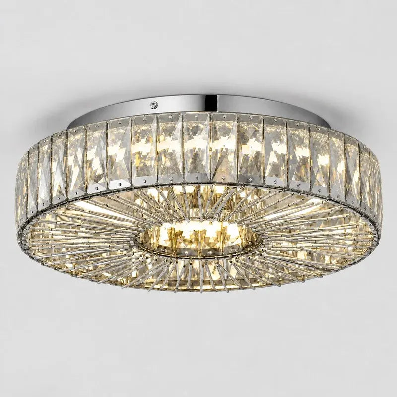 Modern Glam Aria Glass Crystal Round Flush Fitting Ceiling Light