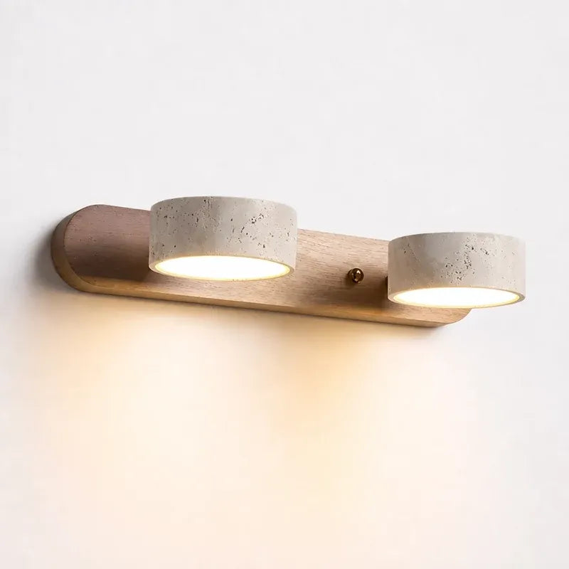 Wabi-Sabi Natural Travertine Wood Vanity Wall Light