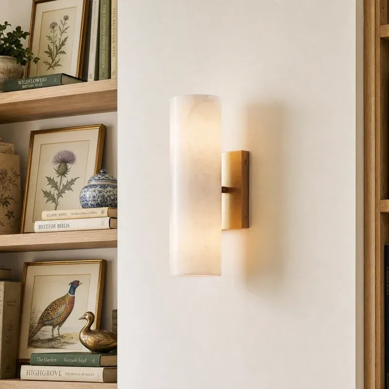 Modern Elegant Alabaster Column Wall Light