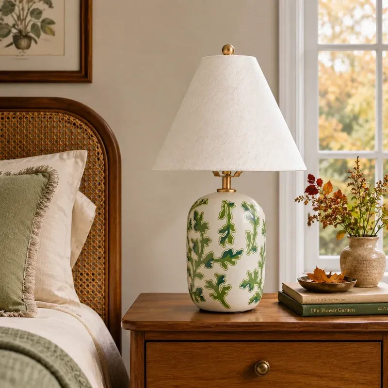 Retro Ceramic Table Lamp with Linen Shade