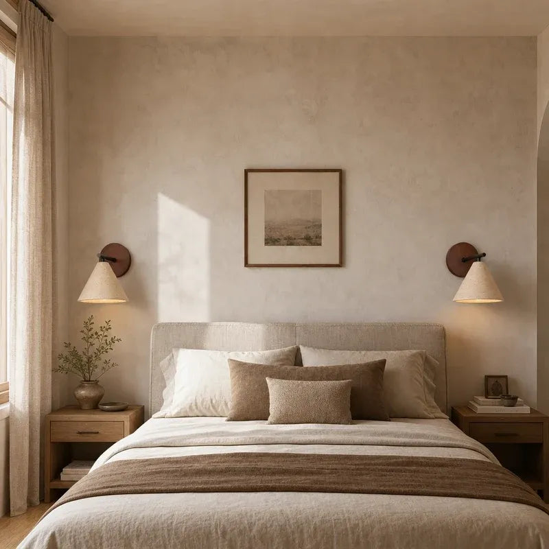 Modern Wabi-Sabi Minimalist Travertine Cone Wall Light
