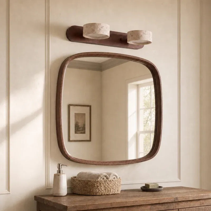 Wabi-Sabi Natural Travertine Wood Vanity Wall Light