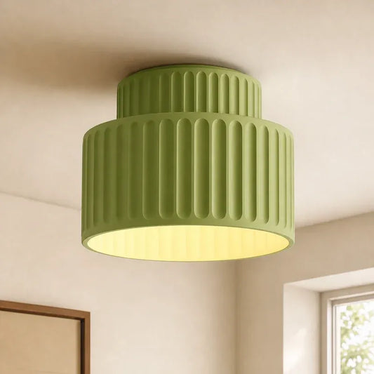 Nordic Modern Retro Colorful Fluted Flush Ceiling Light