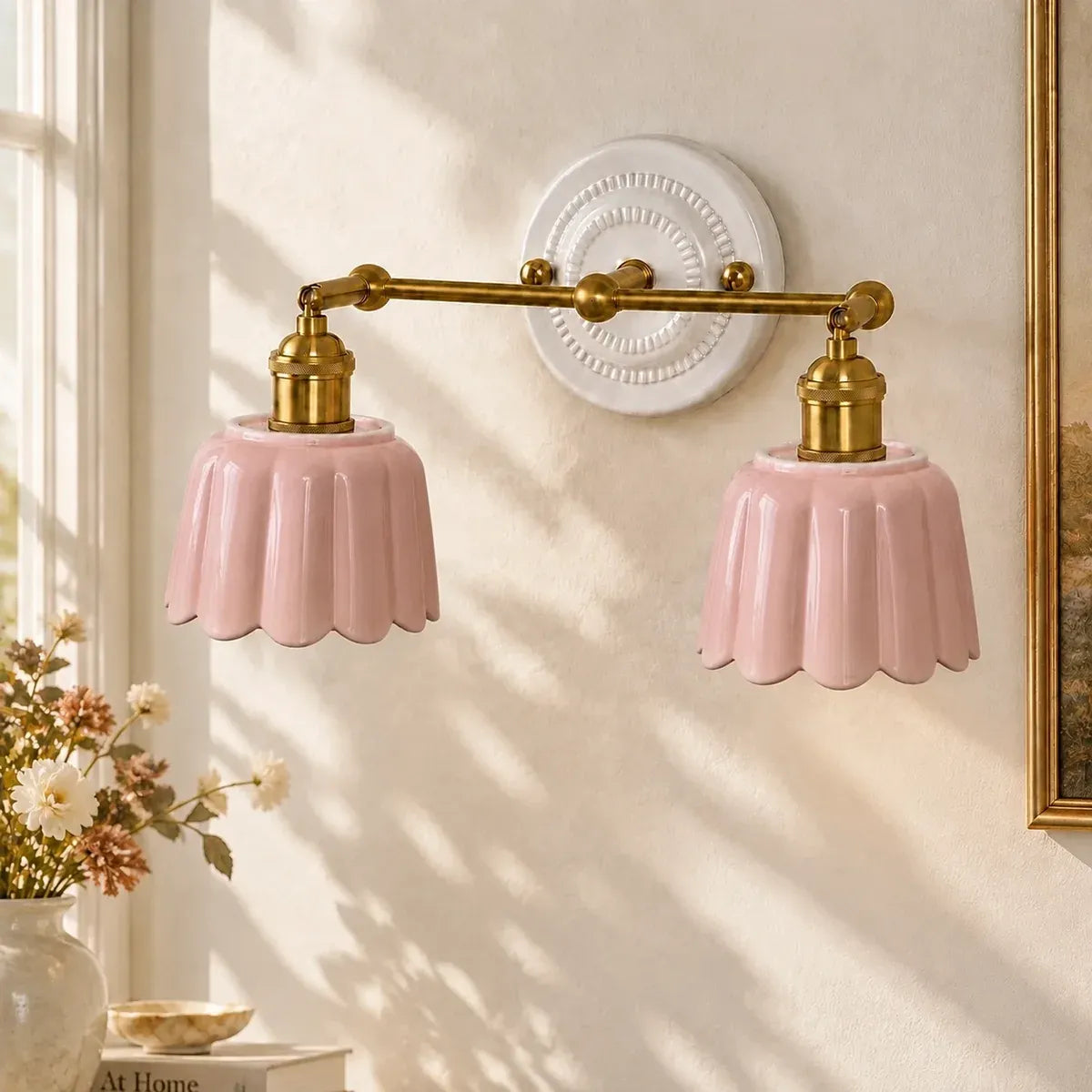 Modern British Porcelain Petal Shade Bathroom Vanity Light