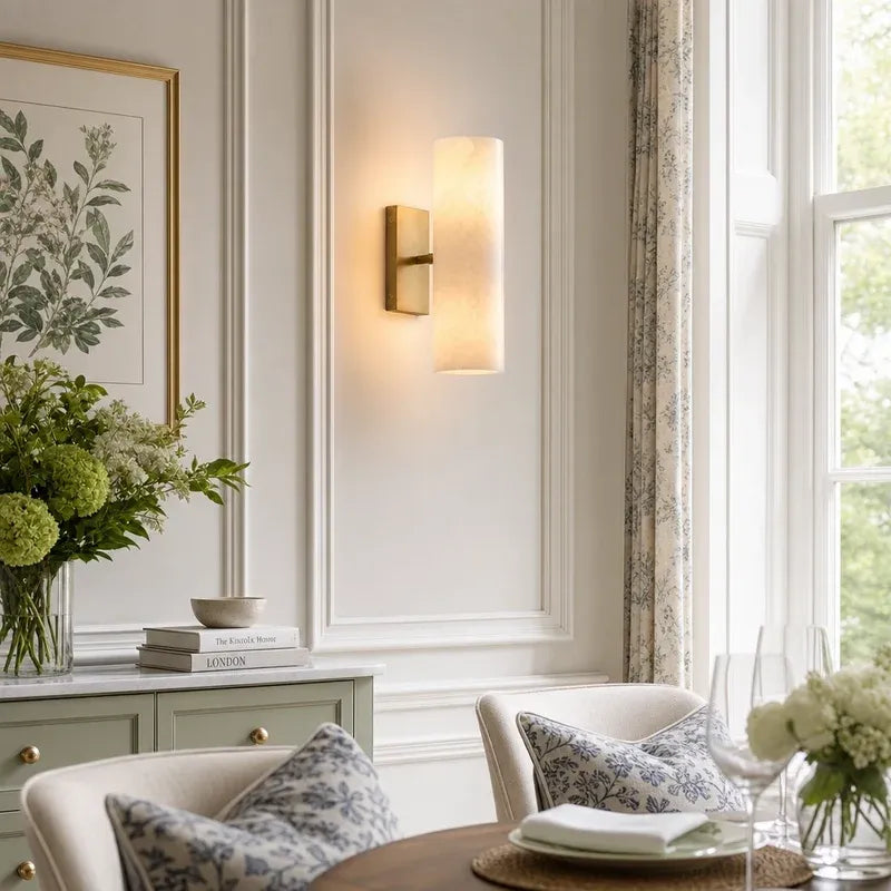 Modern Elegant Alabaster Column Wall Light