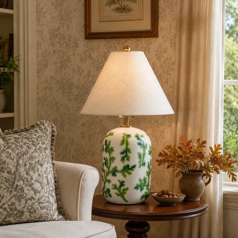 Retro Ceramic Table Lamp with Linen Shade