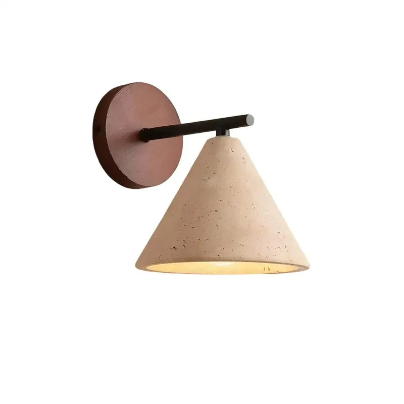 Modern Wabi-Sabi Minimalist Travertine Cone Wall Light