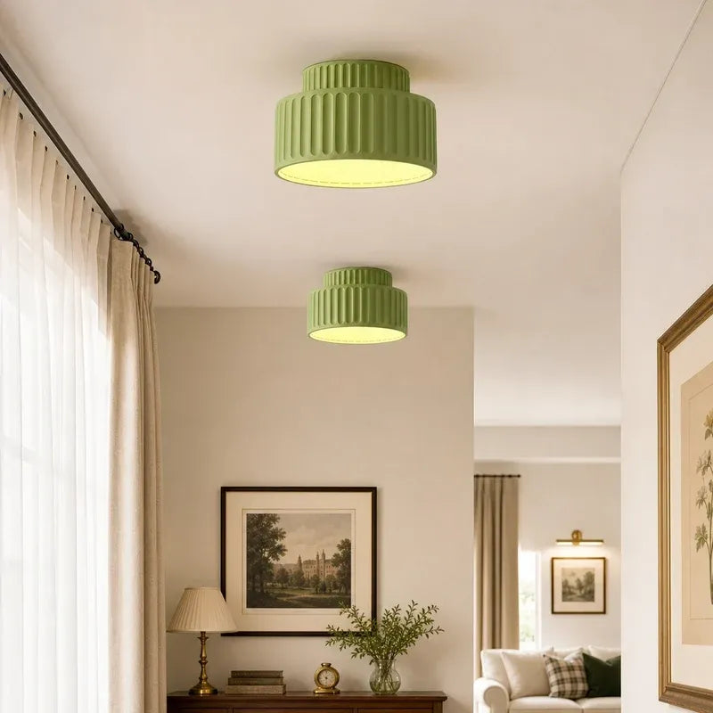 Nordic Modern Retro Colorful Fluted Flush Ceiling Light