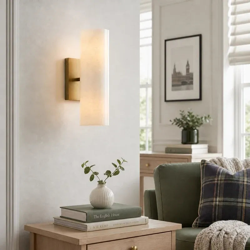 Modern Elegant Alabaster Column Wall Light