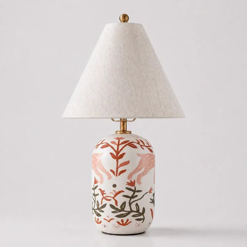 Retro Ceramic Table Lamp with Linen Shade