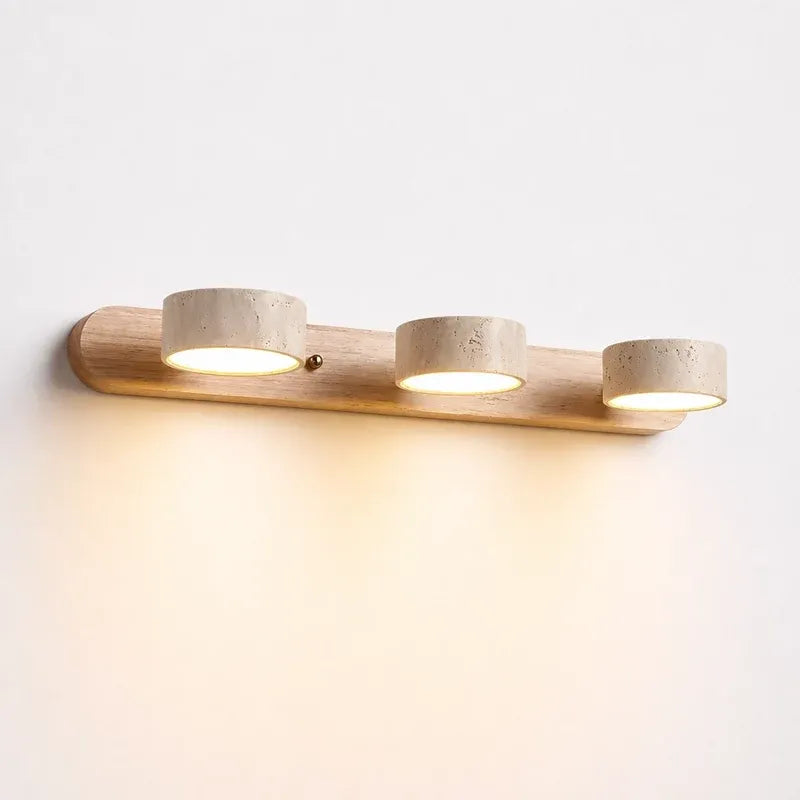 Wabi-Sabi Natural Travertine Wood Vanity Wall Light