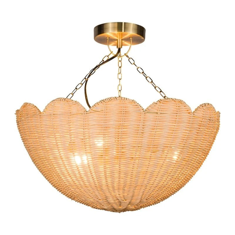Farmhouse Boho Metal Rattan Ceiling Light
