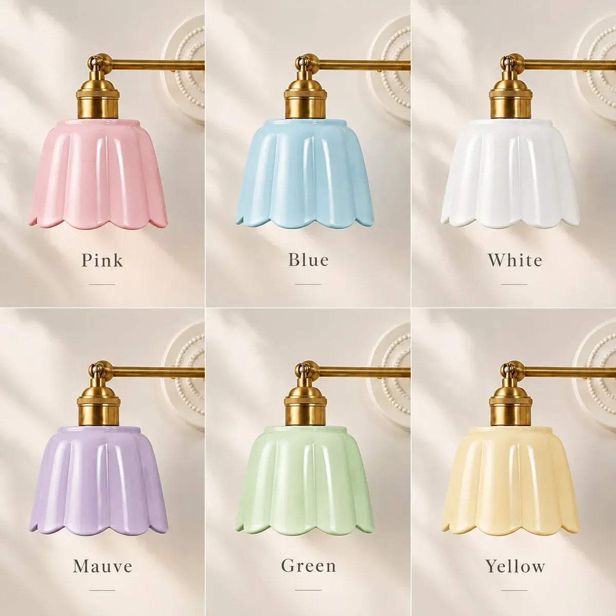 Modern British Porcelain Petal Shade Bathroom Vanity Light