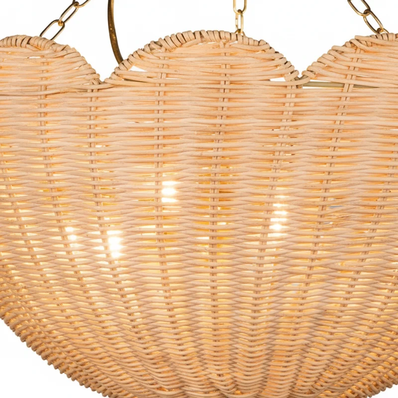 Farmhouse Boho Metal Rattan Ceiling Light