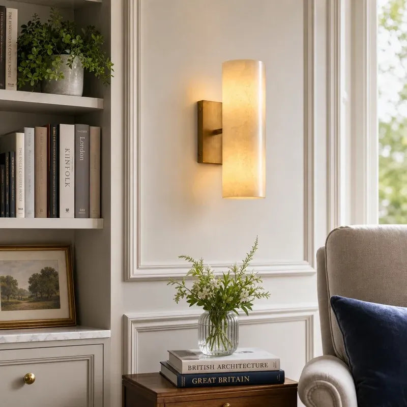 Modern Elegant Alabaster Column Wall Light