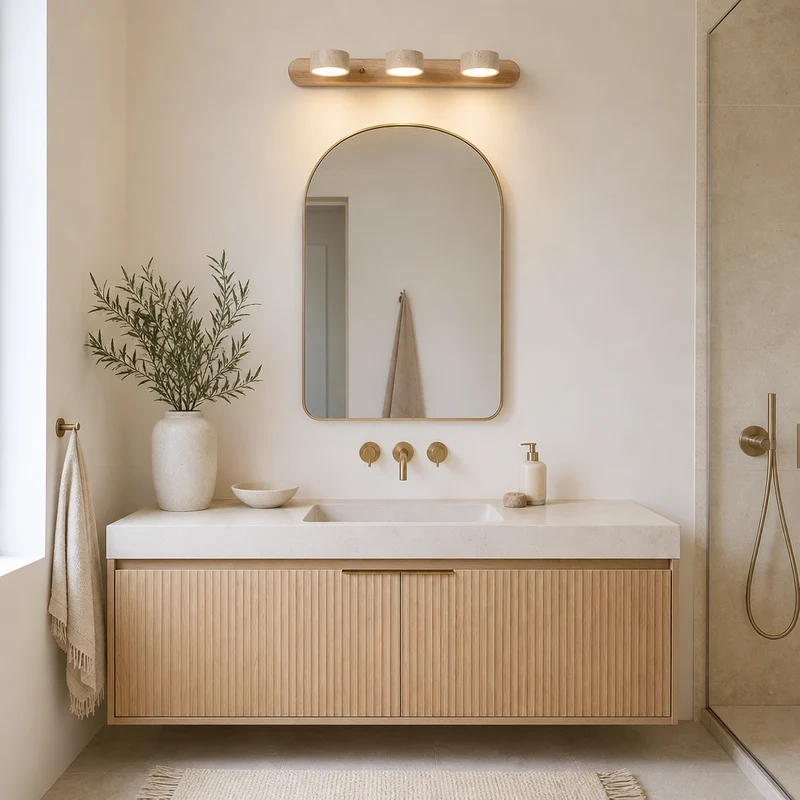 Wabi-Sabi Natural Travertine Wood Vanity Wall Light