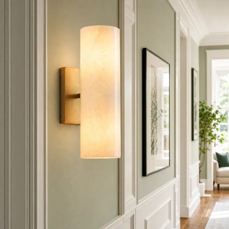 Modern Elegant Alabaster Column Wall Light