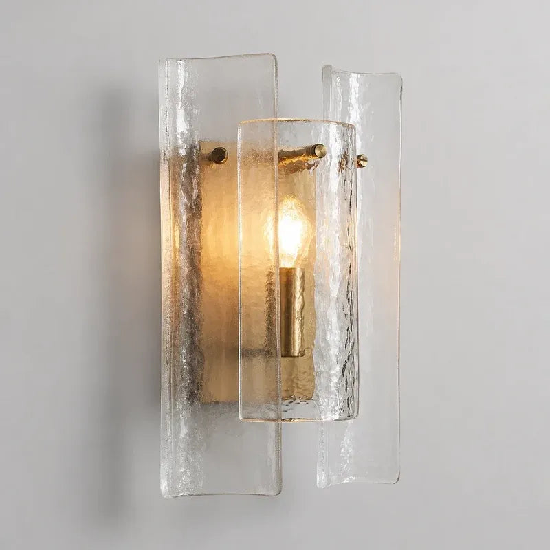 Modern Layered Hammered Glass Wall Light