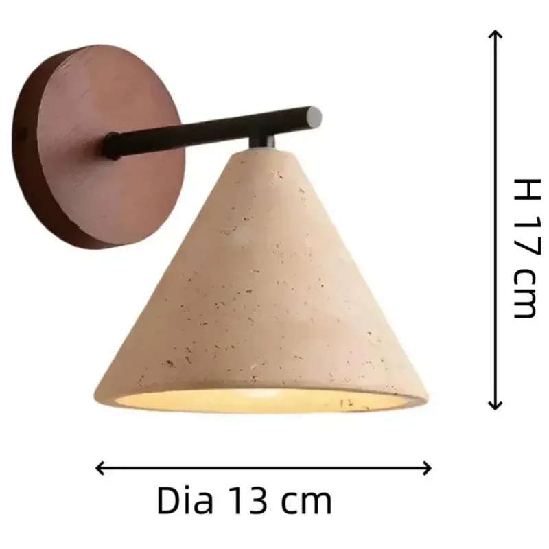 Modern Wabi-Sabi Minimalist Travertine Cone Wall Light