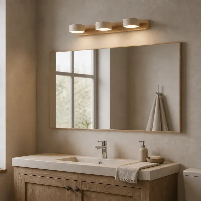 Wabi-Sabi Natural Travertine Wood Vanity Wall Light