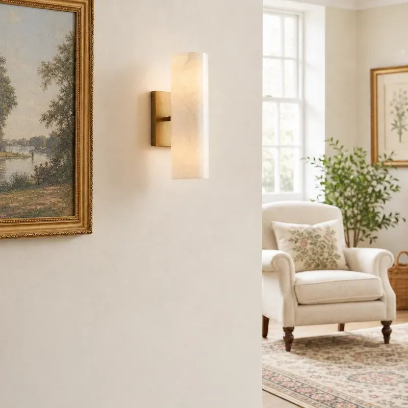Modern Elegant Alabaster Column Wall Light