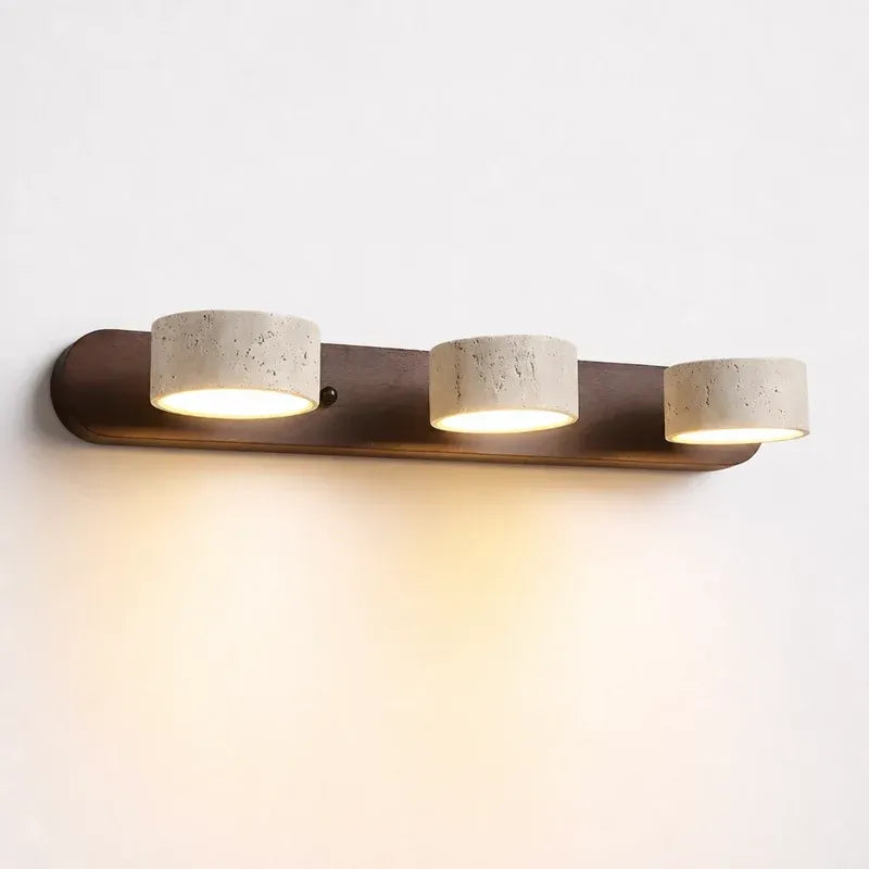 Wabi-Sabi Natural Travertine Wood Vanity Wall Light