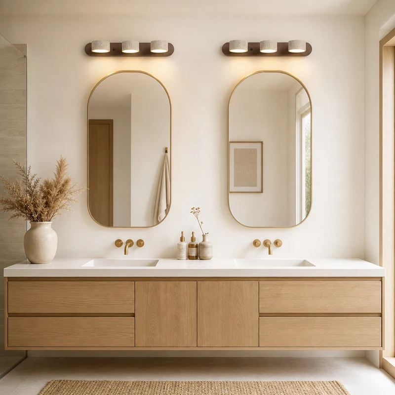 Wabi-Sabi Natural Travertine Wood Vanity Wall Light
