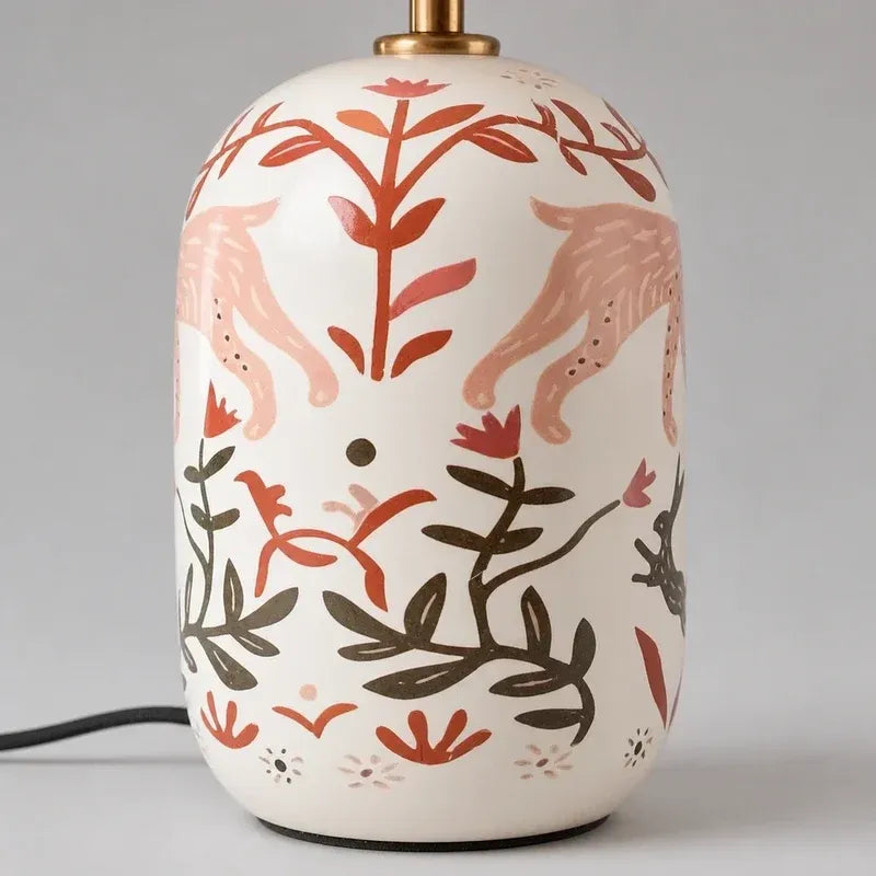Retro Ceramic Table Lamp with Linen Shade
