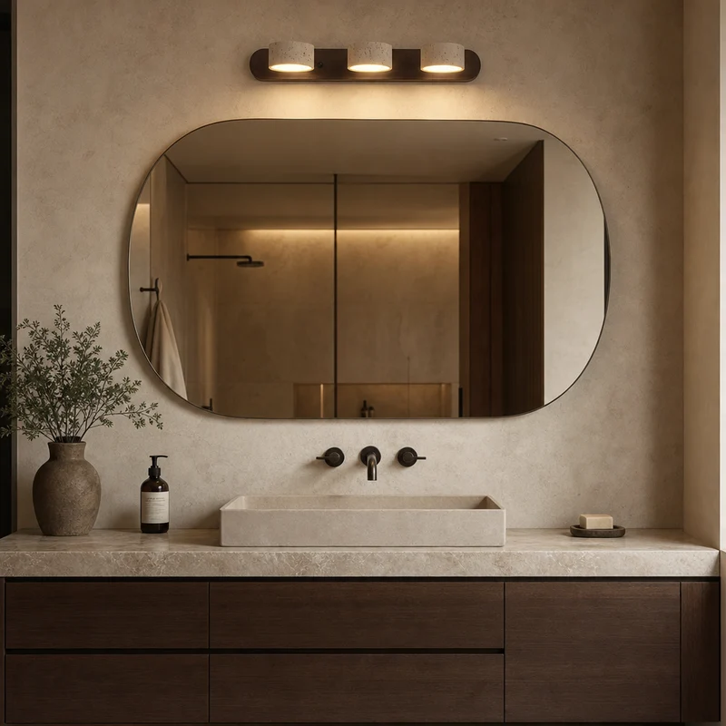 Wabi-Sabi Natural Travertine Wood Vanity Wall Light