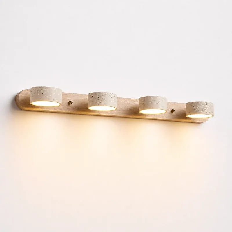 Wabi-Sabi Natural Travertine Wood Vanity Wall Light