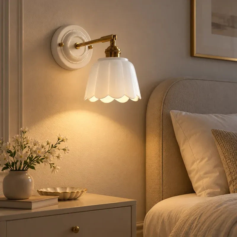 Modern Cottage Ceramic Flower Wall Sconce