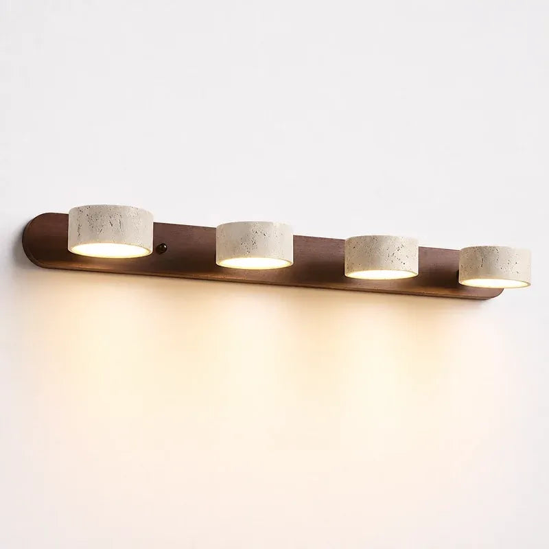 Wabi-Sabi Natural Travertine Wood Vanity Wall Light
