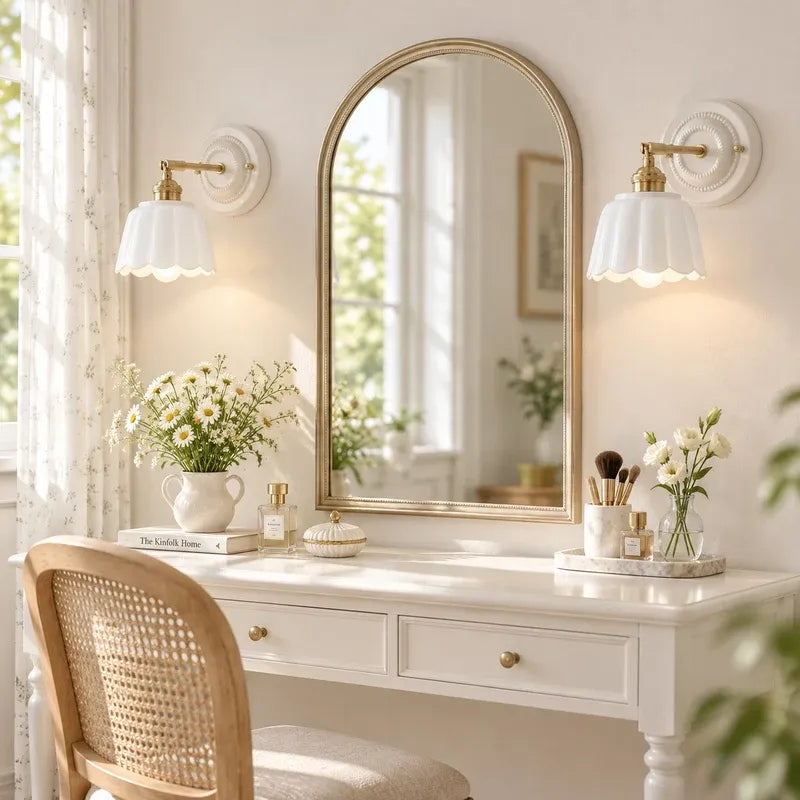 Modern Cottage Ceramic Flower Wall Sconce