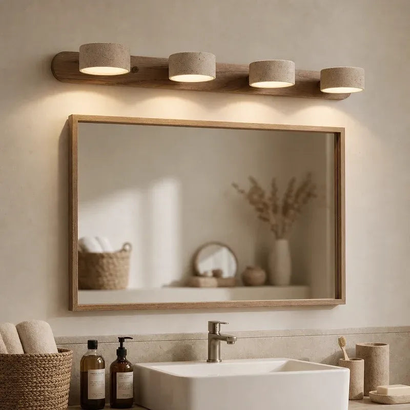 Wabi-Sabi Natural Travertine Wood Vanity Wall Light