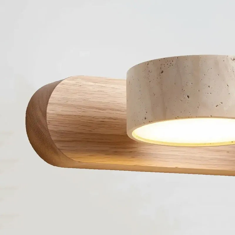 Wabi-Sabi Natural Travertine Wood Vanity Wall Light