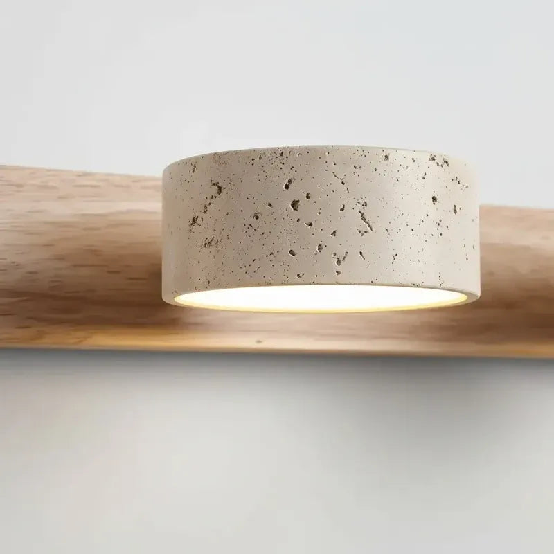 Wabi-Sabi Natural Travertine Wood Vanity Wall Light
