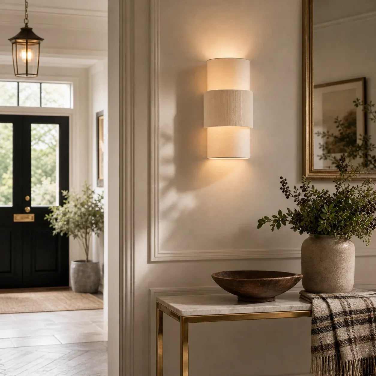 Modern Minimalist Linen Cylindrical Wall Light