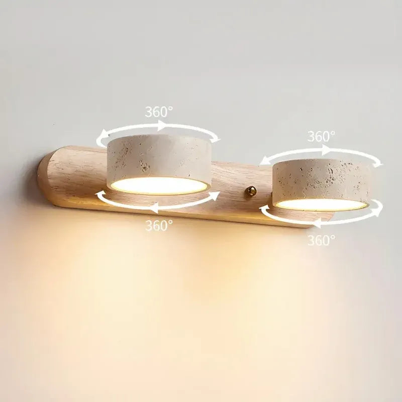 Wabi-Sabi Natural Travertine Wood Vanity Wall Light