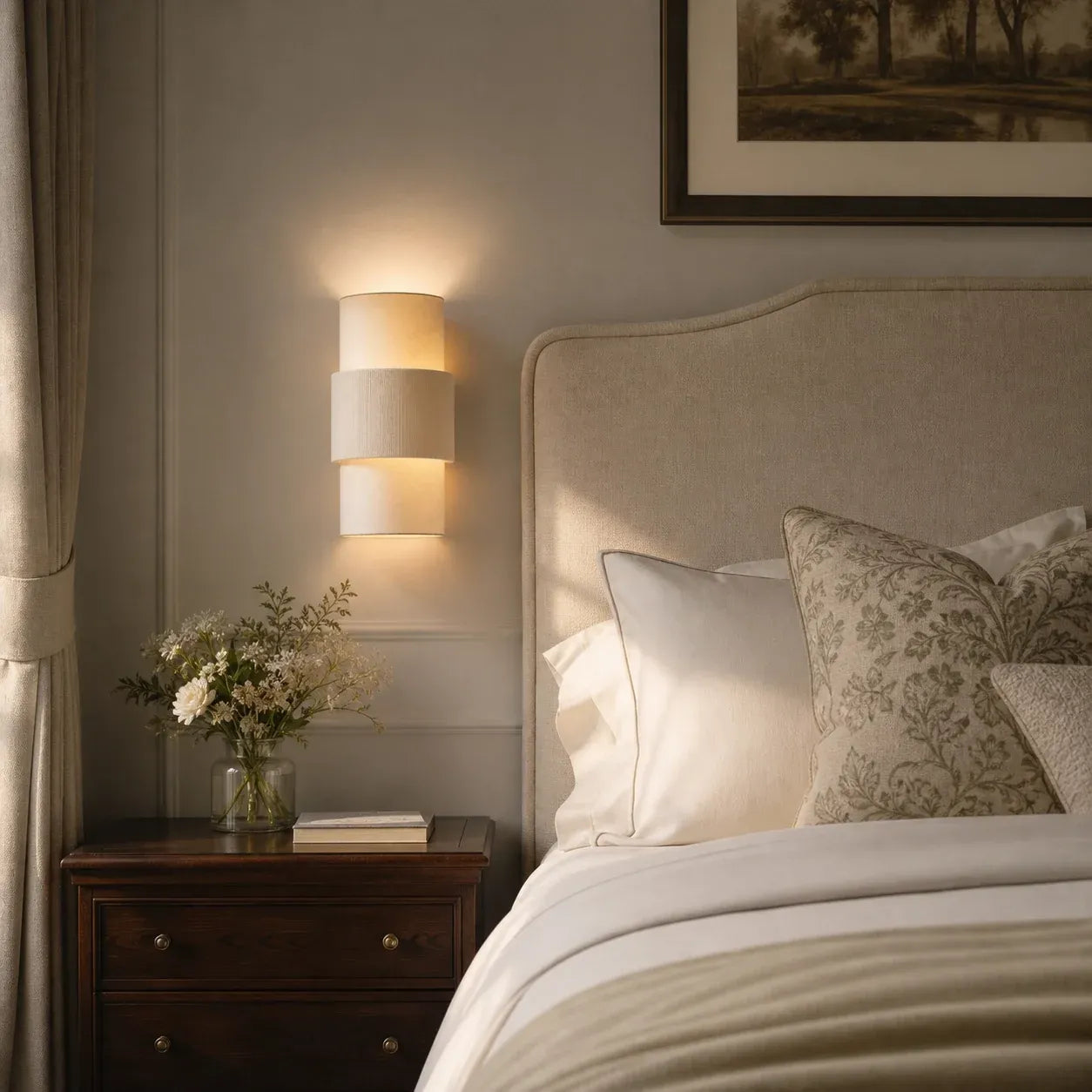 Modern Minimalist Linen Cylindrical Wall Light