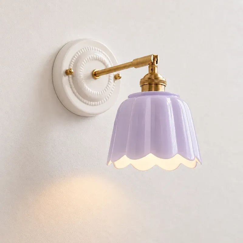 Modern Cottage Ceramic Flower Wall Sconce