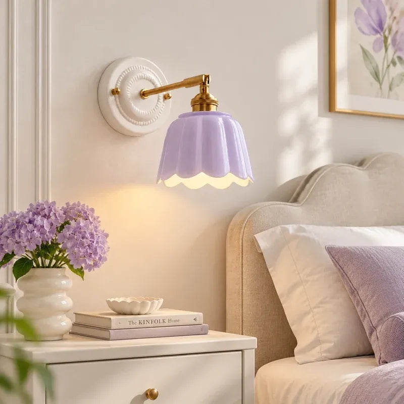 Modern Cottage Ceramic Flower Wall Sconce